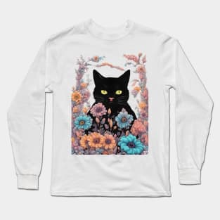 Aesthetic Black Cat Long Sleeve T-Shirt
